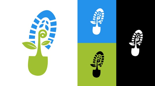Leaf Natural Boot Foot Print Go Green Community Logo Design Concept vector