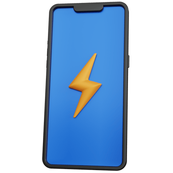 3d rendering black smartphone with yellow lightning icon isolated png