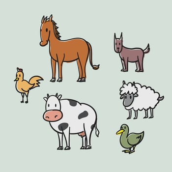Cute Farm Animals Illustration Pack vector