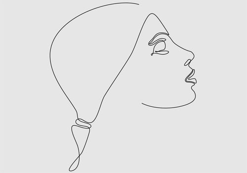 continuous line of woman in hat vector illustration