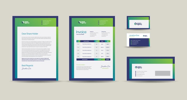 Corporate Business Branding Identity Design or Stationery Design  Letterhead  Business Card Invoice  Envelope  Startup Design vector