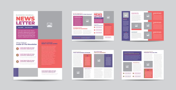 Business Newsletter Design or Journal Design or  Monthly or Annual Report Design vector
