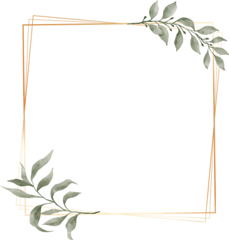 Green Leaf Watercolor Geometric Gold Frame png