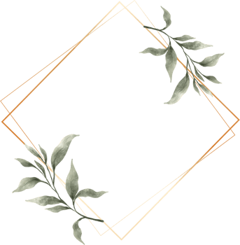Green Leaf Watercolor Geometric Gold Frame png