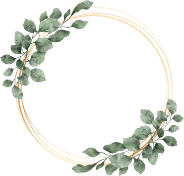 Green Leaf Watercolor Geometric Gold Frame png