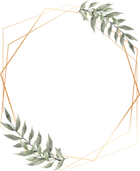 Green Leaf Watercolor Geometric Gold Frame png
