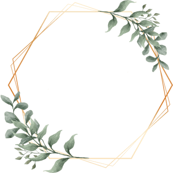 Green Leaf Watercolor Geometric Gold Frame png