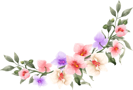 Pink Orchid Flower Wreath Watercolor Wedding png