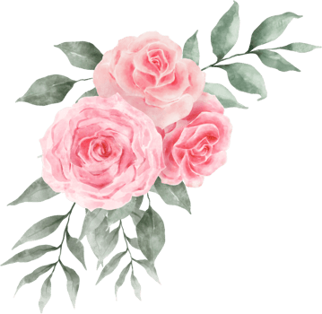 Pink Rose Flower Bouquet Arrangement Watercolor png
