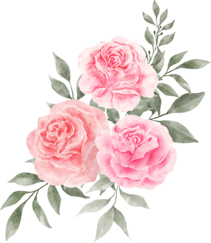 Pink Rose Flower Bouquet Arrangement Watercolor png