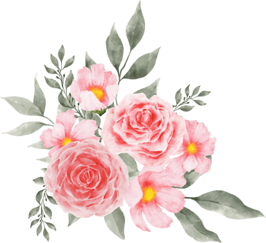 Pink Rose Flower Bouquet Arrangement Watercolor png