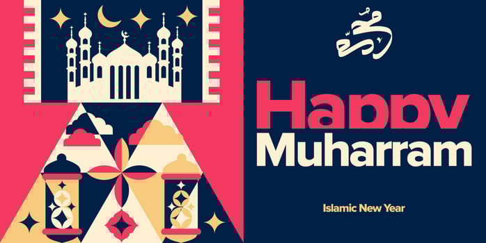 Islamic new year geometric vector Illustration. Trendy modern greeting card, poster, and book cover