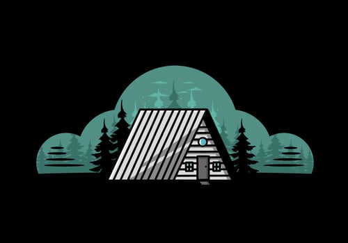 Vintage wood cabin illustration design vector