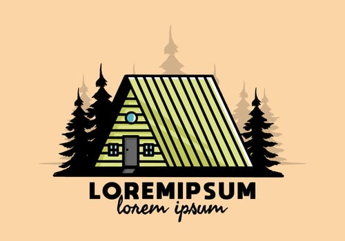 Vintage wood cabin illustration design vector
