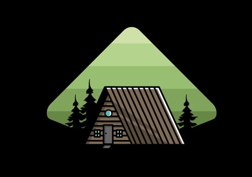 Vintage wood cabin illustration design vector