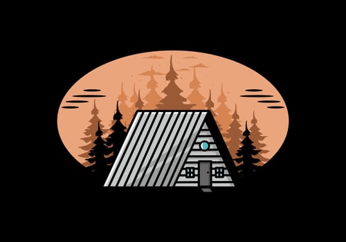 Vintage wood cabin illustration design vector