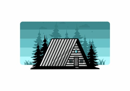 Vintage wood cabin illustration design vector