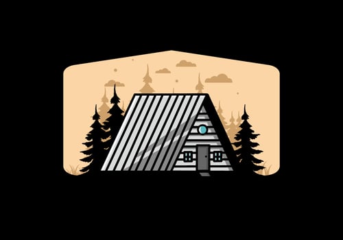 Vintage wood cabin illustration design vector