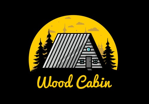 Vintage wood cabin illustration design vector