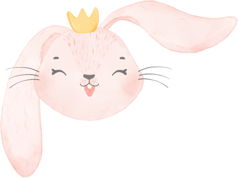 cute rabbit bunny face head wearing crown  watercolor png
