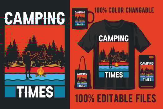 Camping retro vintage t shirt design vector