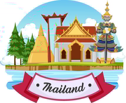 Bangkok Thailand Landmark Logo Banner vector