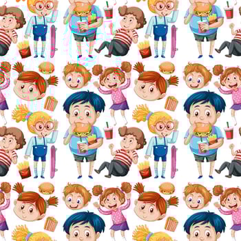Children cartoon character seamless pattern vector