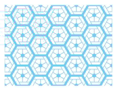 Seamless hexagonal bundle with multi-colored overlapping flowers. vector