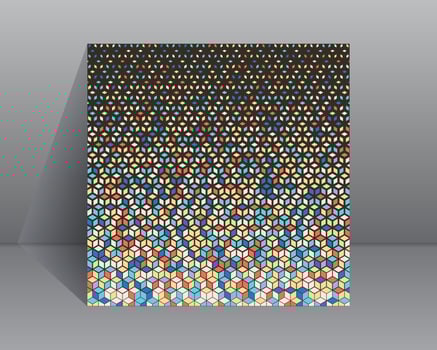 3D Cubic Vertical Colorful Halftone Background or Abstract Texture Vector Template.