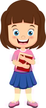 Cartoon little girl holding a book vector