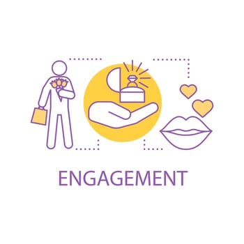 Engagement concept icon. Marriage proposal idea thin line illustration. Vector isolated outline drawing