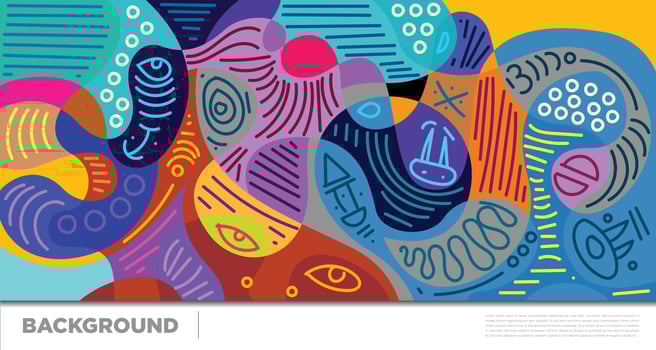Abstract liquid shape. Fluid geometric design. Isolated gradient waves with geometric lines, dots, batik Indonesia pattern. Vector illustration.
