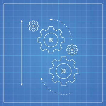 Architectural blueprint and horizontal technical drawing flat illustration. vector