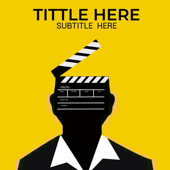 man with clapper board head suitable for movie festival poster vector
