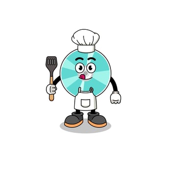 Mascot Illustration of optical disc chef vector