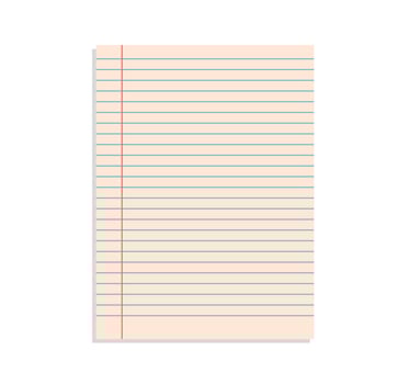 Blank sheet paper and white lined paper on white background flat vector illustration.