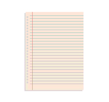 Blank sheet paper and white lined paper on white background flat vector illustration.