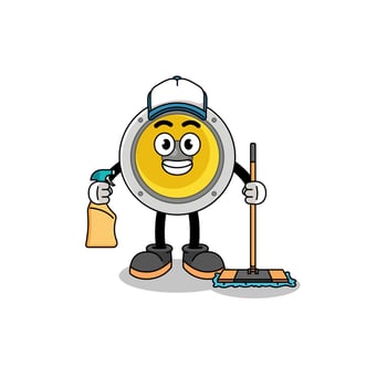 Character mascot of speaker as a cleaning services vector