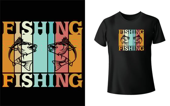 Fishing t shirt design vector