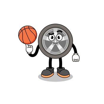 car wheel illustration as a basketball player vector