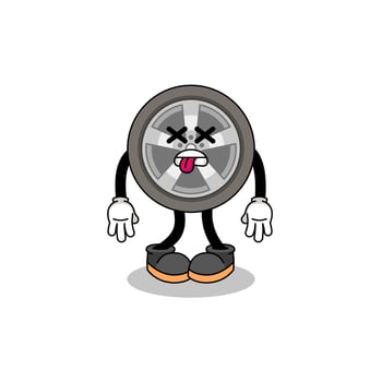 car wheel mascot illustration is dead vector