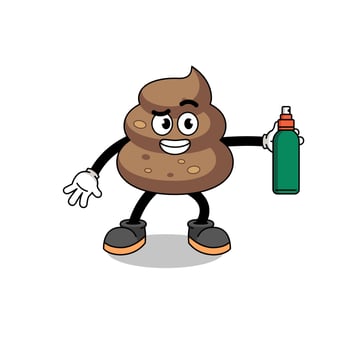 poop illustration cartoon holding mosquito repellent vector