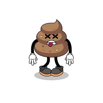 poop mascot illustration is dead vector