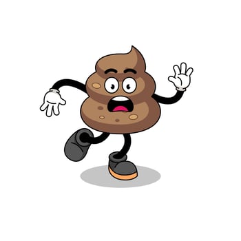 slipping poop mascot illustration vector