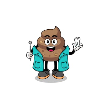Illustration of poop mascot as a dentist vector