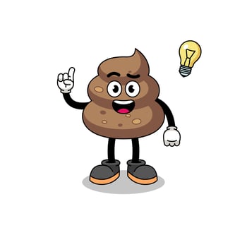 poop cartoon with get an idea pose vector