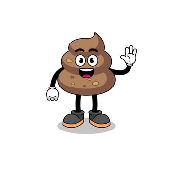 poop cartoon doing wave hand gesture vector
