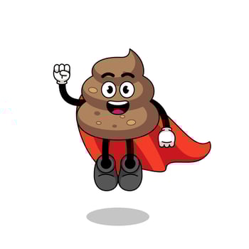 poop cartoon with flying superhero vector