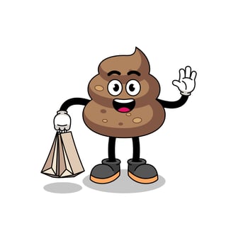 Cartoon of poop shopping vector