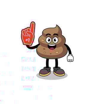 Cartoon mascot of poop number 1 fans vector